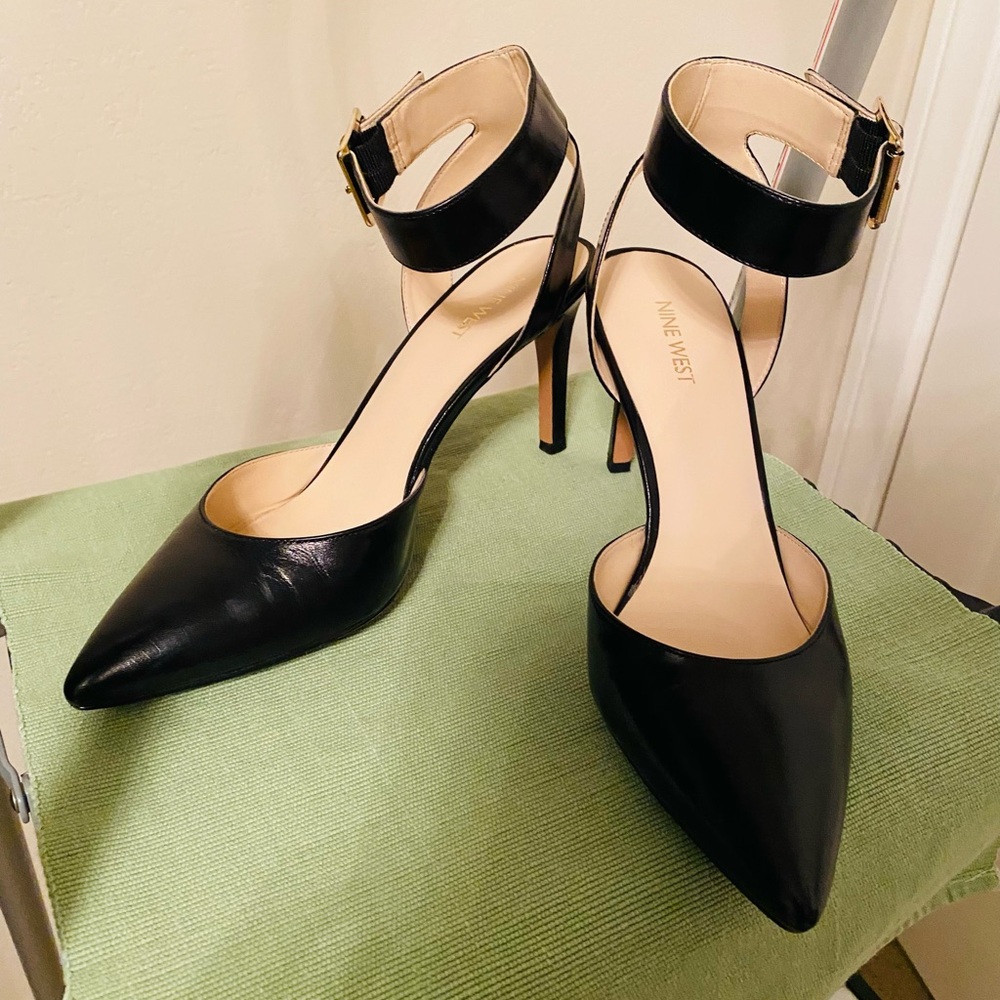 Nine West Black Stiletto Heels with Ankle Strap